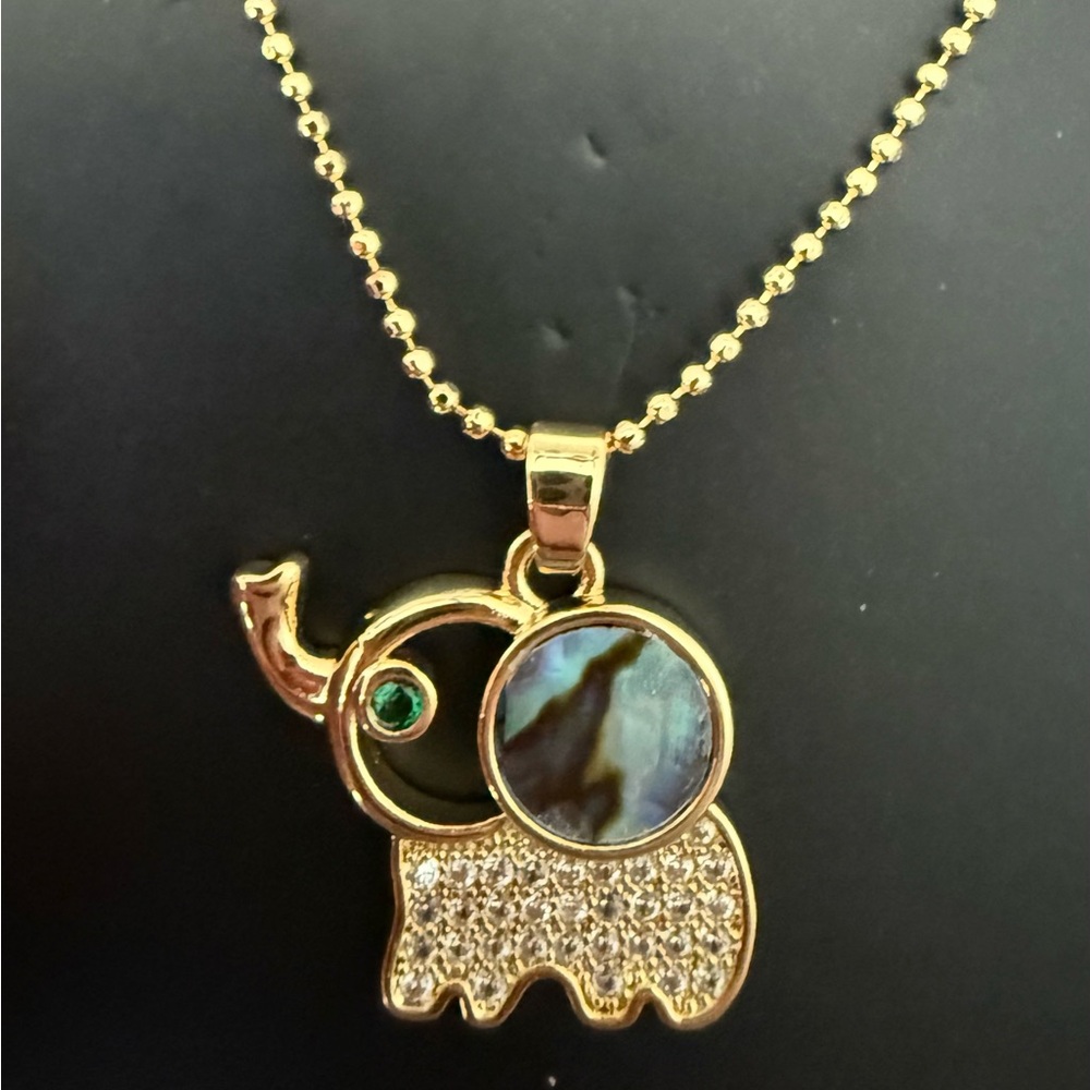 Gold Plated Multi Stone Elephant Pendant Necklace
